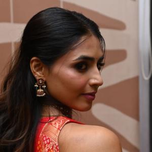Actress Sapthami Gowda Glows in Traditional Red Attire – Stunning Ethnic Look