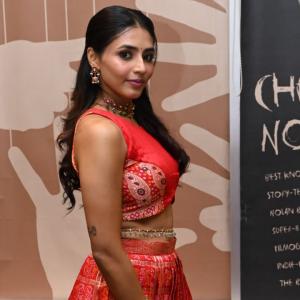 Actress Sapthami Gowda Glows in Traditional Red Attire – Stunning Ethnic Look