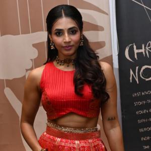 Actress Sapthami Gowda Glows in Traditional Red Attire – Stunning Ethnic Look