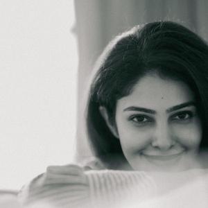 Actress Manasa Varanasi's Candid Portrait in Casual Striped Shirt