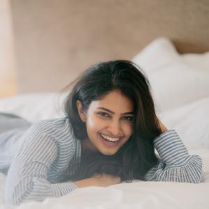 Actress Manasa Varanasi's Candid Portrait in Casual Striped Shirt