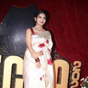 Actress Ananya Nagalla Stuns in Floral Silk Saree at Red Carpet Event