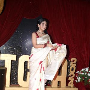Actress Ananya Nagalla Stuns in Floral Silk Saree at Red Carpet Event