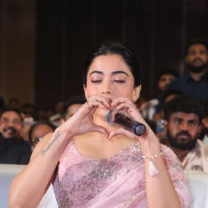 Actress Rashmika Mandanna Glows in Pink Floral Saree at Elegant Event