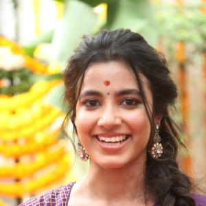 Actress Shivani Nagaram Glows in Traditional Purple Saree at Festive Event
