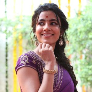 Actress Shivani Nagaram Glows in Traditional Purple Saree at Festive Event