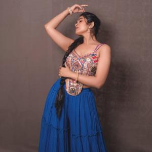 Divi Vadthya Stuns in Traditional Embroidered Outfit with Bold Ethnic Look