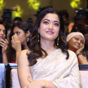 Actress Rashmika Mandanna Stuns in Elegant Saree Look at Public Event | Graceful & Classy Appearance