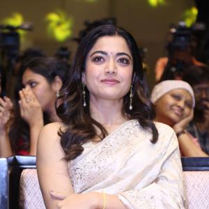 Actress Rashmika Mandanna Stuns in Elegant Saree Look at Public Event | Graceful & Classy Appearance