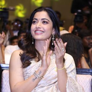 Actress Rashmika Mandanna Stuns in Elegant Saree Look at Public Event | Graceful & Classy Appearance