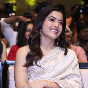Actress Rashmika Mandanna Stuns in Elegant Saree Look at Public Event | Graceful & Classy Appearance