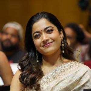 Actress Rashmika Mandanna Stuns in Elegant Saree Look at Public Event | Graceful & Classy Appearance