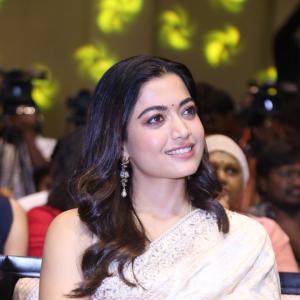 Actress Rashmika Mandanna Stuns in Elegant Saree Look at Public Event | Graceful & Classy Appearance