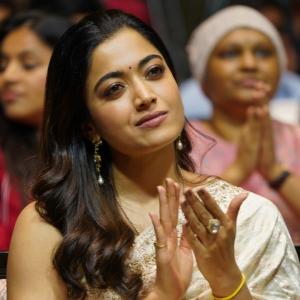 Actress Rashmika Mandanna Stuns in Elegant Saree Look at Public Event | Graceful & Classy Appearance