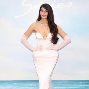 Actress Jacqueline Fernandez Stuns in Elegant Blush Pink Dress at Red Carpet Event