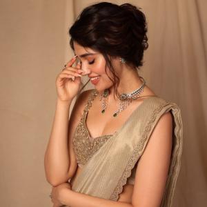 Actress Kriti Shetty Stunning in Beige Saree with Elegant Silver Embellishments - Fashion & Beauty