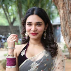 Actress Jennifer in Elegant Traditional Saree - Stunning Look with Floral Embroidery