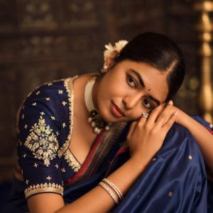 Actress Shivani Rajashekar Stuns in Royal Blue Traditional Silk Saree Look