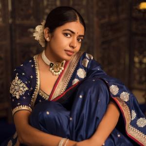 Actress Shivani Rajashekar Stuns in Royal Blue Traditional Silk Saree Look