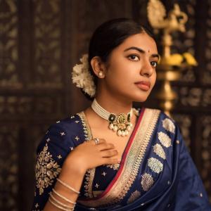 Actress Shivani Rajashekar Stuns in Royal Blue Traditional Silk Saree Look