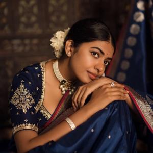 Actress Shivani Rajashekar Stuns in Royal Blue Traditional Silk Saree Look