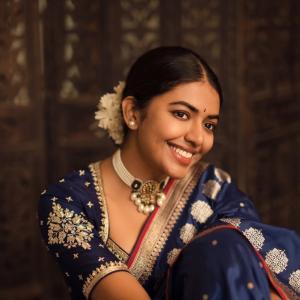 Actress Shivani Rajashekar Stuns in Royal Blue Traditional Silk Saree Look