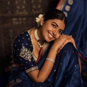 Actress Shivani Rajashekar Stuns in Royal Blue Traditional Silk Saree Look