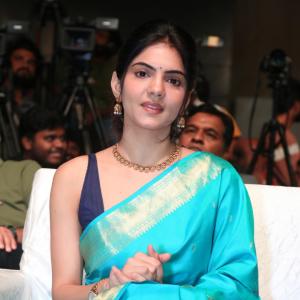 Misha Narang Looks Stunning in a Blue Silk Saree at Recent Event