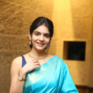 Misha Narang Looks Stunning in a Blue Silk Saree at Recent Event