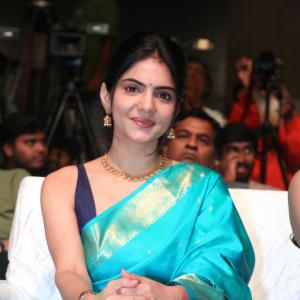 Misha Narang Looks Stunning in a Blue Silk Saree at Recent Event