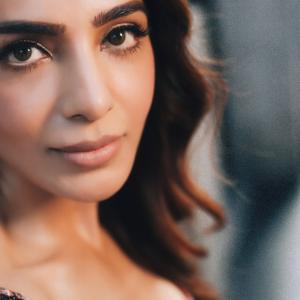 Actress Samantha Shines in an Elegant Orange Saree with Embroidered Blouse