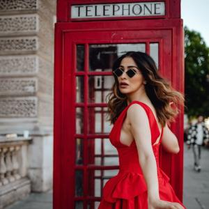 Raai Laxmi Stuns in Red Dress During Her London Visit Near Big Ben