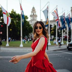 Raai Laxmi Stuns in Red Dress During Her London Visit Near Big Ben