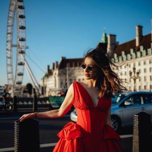 Raai Laxmi Stuns in Red Dress During Her London Visit Near Big Ben