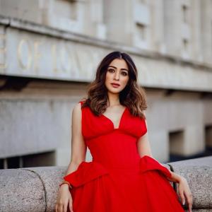 Raai Laxmi Stuns in Red Dress During Her London Visit Near Big Ben