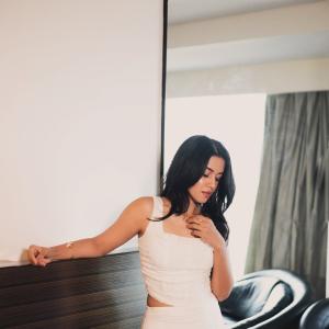 Mirnalini Ravi Exudes Elegance in Stunning White Lace Outfit