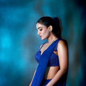 Actress Saniya Iyyappan in Elegant Blue Saree and Trendy Golden Outfit | Stylish Looks