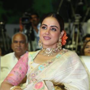 Elegant Genelia D'Souza in Traditional Floral Saree with Statement Jewelry