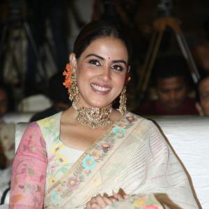 Elegant Genelia D'Souza in Traditional Floral Saree with Statement Jewelry