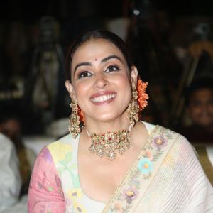 Elegant Genelia D'Souza in Traditional Floral Saree with Statement Jewelry