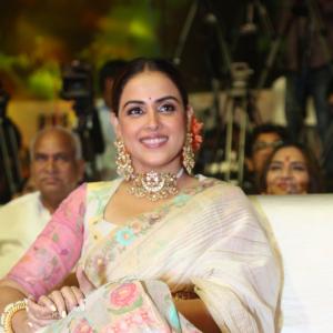 Elegant Genelia D'Souza in Traditional Floral Saree with Statement Jewelry