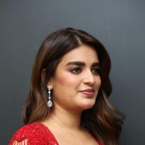 Nidhhi Agerwal Dazzles in Elegant Red Saree with Embroidered Blouse