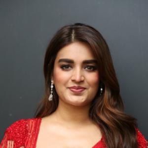Nidhhi Agerwal Dazzles in Elegant Red Saree with Embroidered Blouse