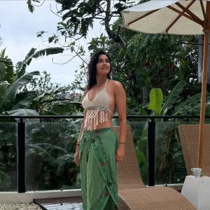 Divi  in Crochet Top and Green Skirt | Stunning Outdoor Look