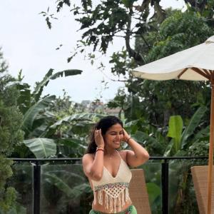 Divi  in Crochet Top and Green Skirt | Stunning Outdoor Look