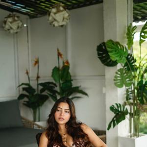 Stylish Summer Moments with Actress Simran Kaur: Poolside, Coconut Drink, and Indian Decor