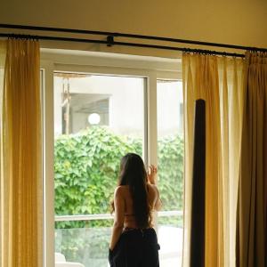 Stylish Summer Moments with Actress Simran Kaur: Poolside, Coconut Drink, and Indian Decor