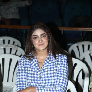Dimple Hyathi Stuns at Event in Blue and White Outfit – Stylish and Chic Look