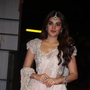Nidhi Agerwal's Elegant Look in a Light Pink Lehenga Choli