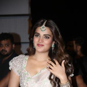 Nidhi Agerwal's Elegant Look in a Light Pink Lehenga Choli